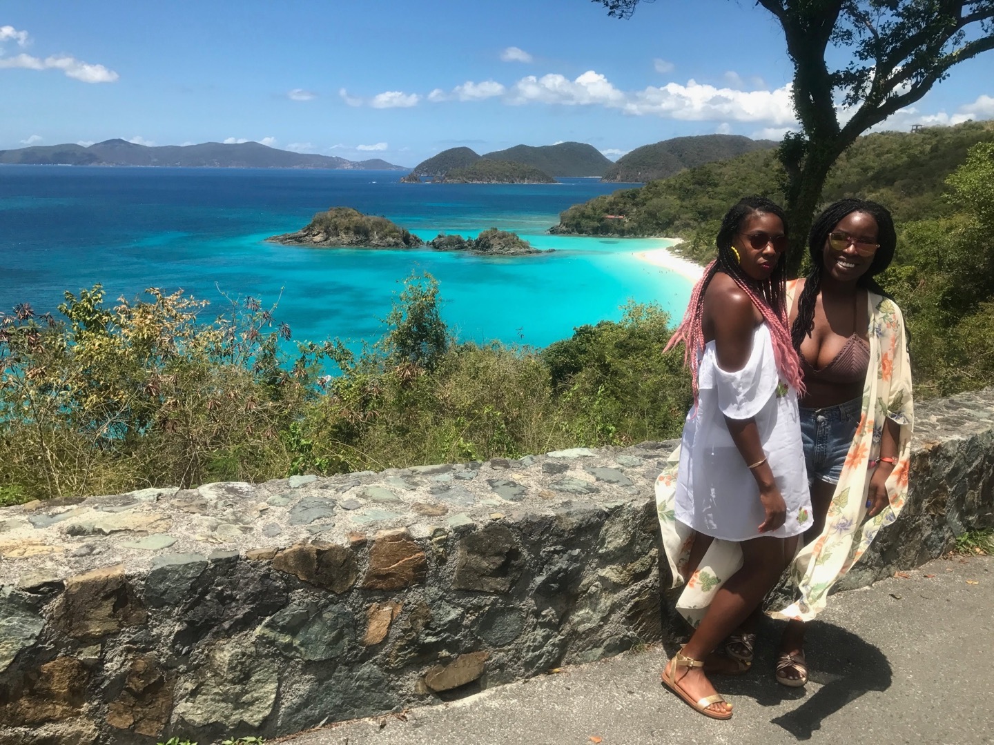 Rashana and a friend overlooking the turquoise coast of St. John, U.S. Virgin Islands