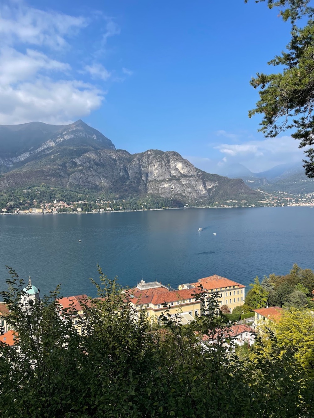 Lake Como framed by mountains and red-roofed villages